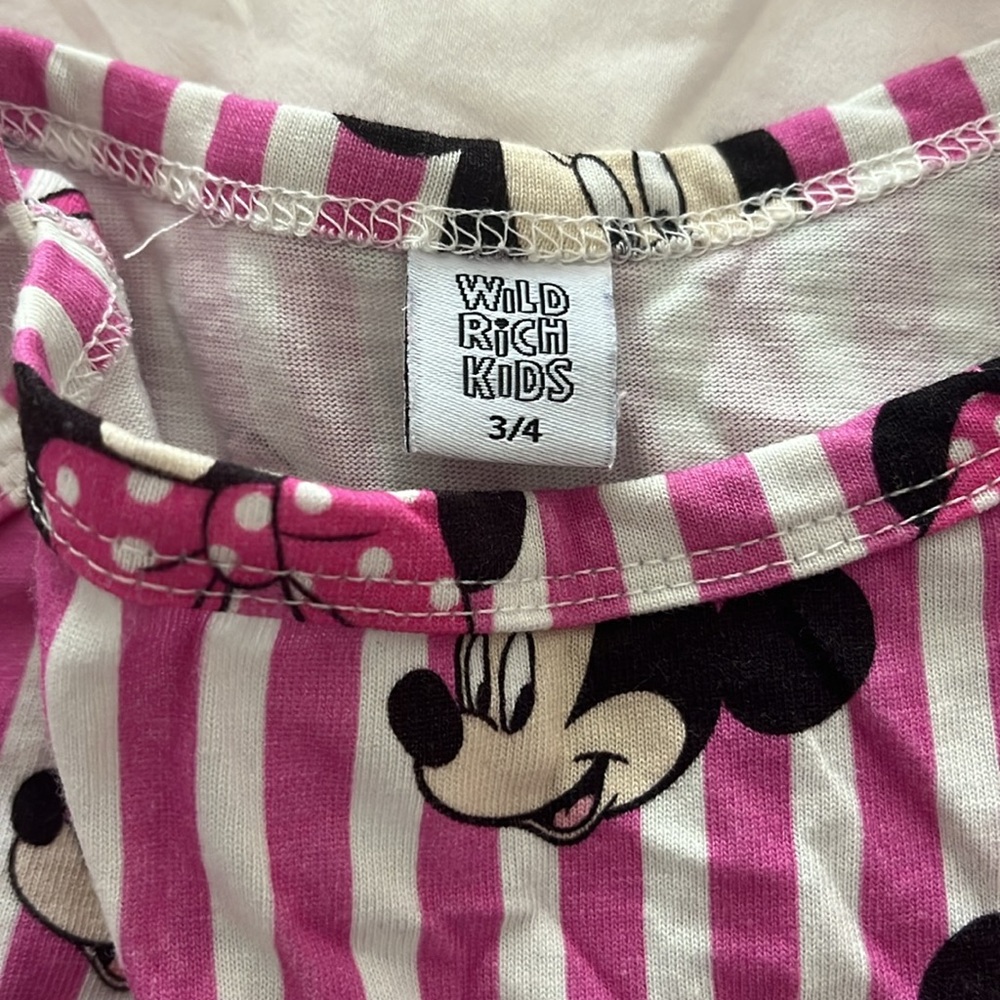 Wild Rich Kids Minnie Mouse Pink Striped Dress - Picture 2 of 4